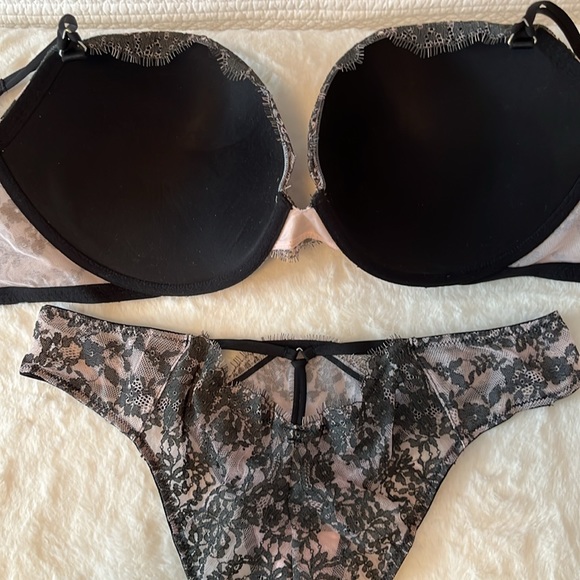 Victoria’s Secret very sexy, push-up pink and black sparkling set size36DDD L - Picture 6 of 10